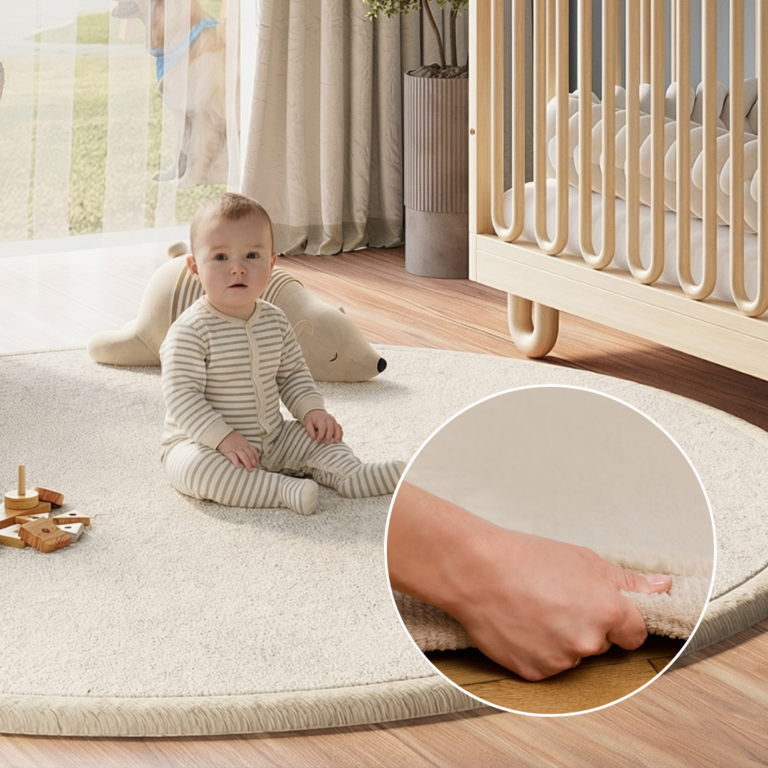 Tapis Enfant Fluffin Rond Beige
