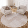 Tapis Crystal Rond Beige Marron Crème Rayé