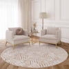 Tapis Crystal Rond Marron Crème Beige Lignes