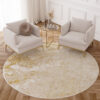 Tapis Crystal Rond Beige Or Crème Marbre