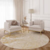 Tapis Crystal Rond Beige Or Crème Marbre