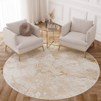 Tapis Crystal Rond Marron Beige Marbre