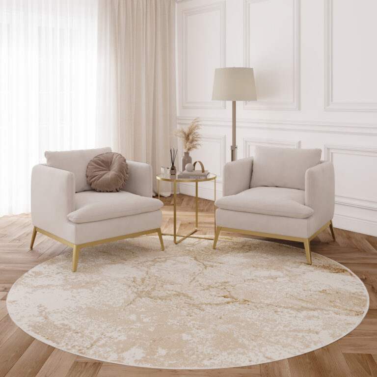 Tapis Crystal Rond Marron Beige Marbre