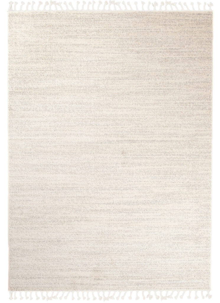 Tapis Sari avec Franges Crème Clair