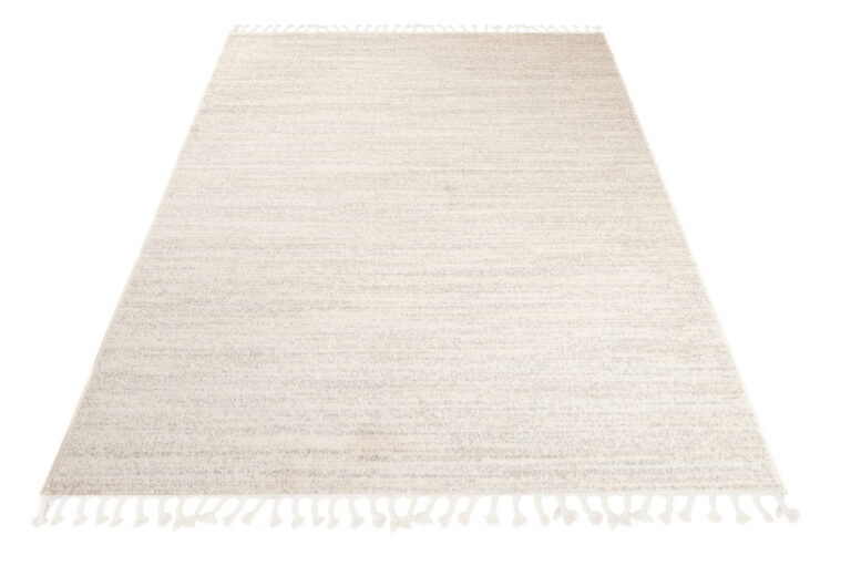 Tapis Sari avec Franges Crème Clair