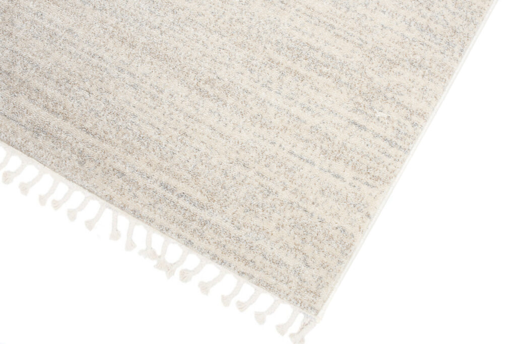 Tapis Sari avec Franges Crème Clair