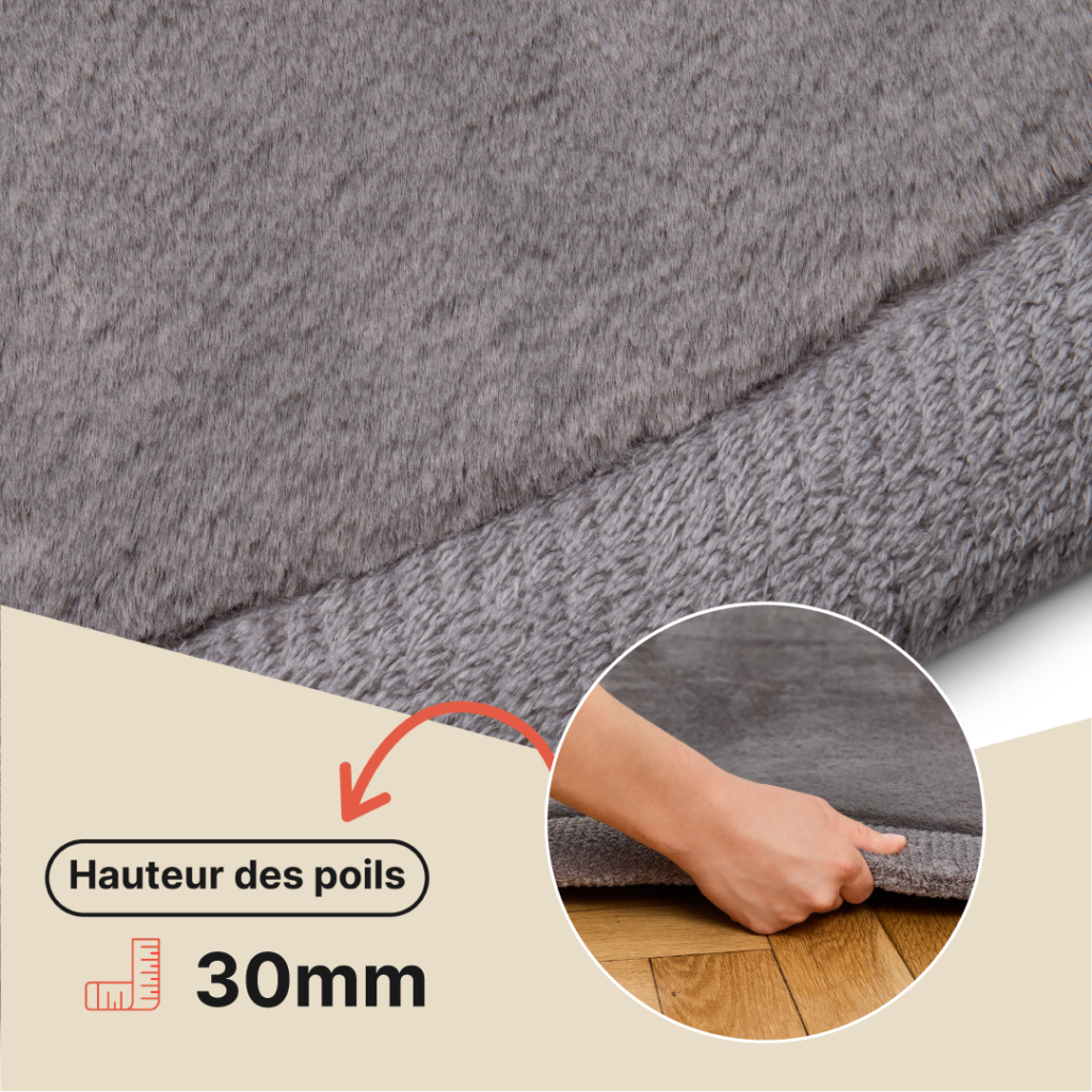Tapis Enfant Fluffin Rond Gris Foncé