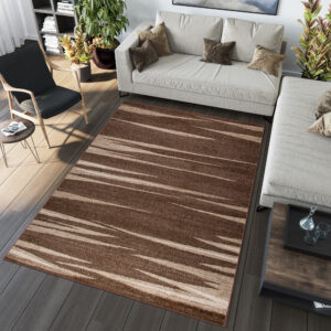 Tapis Sari Marron Beige Rayé