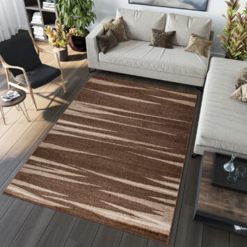 Tapis Sari Marron Beige Rayé