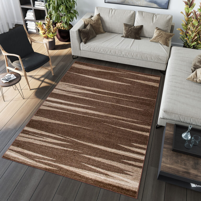 Tapis Sari Marron Beige Rayé