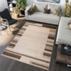 Tapis Sari Beige Marron Cadre