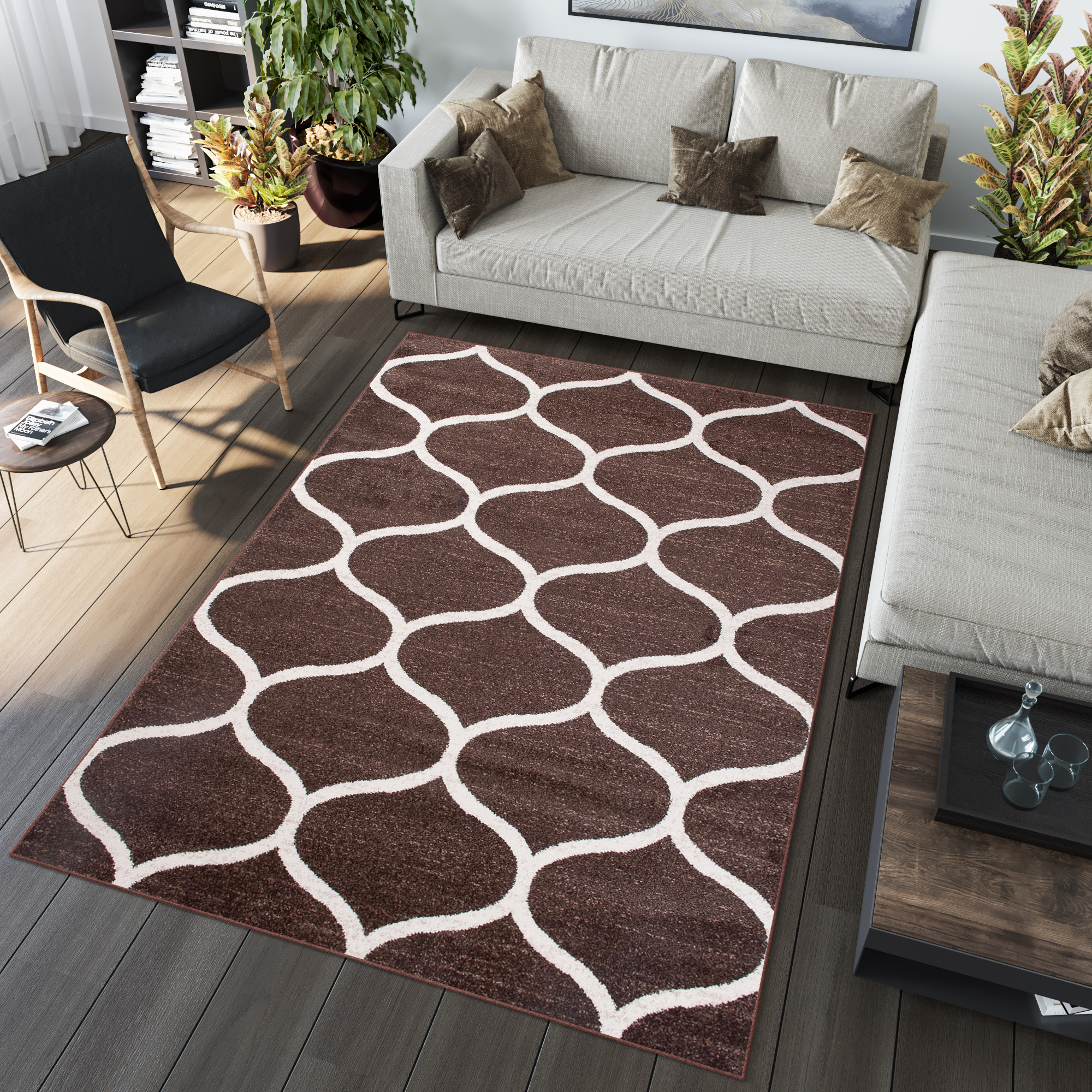 Tapis Sari Marron Treillis
