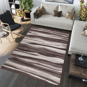 Tapis Sari Marron Beige Abstrait