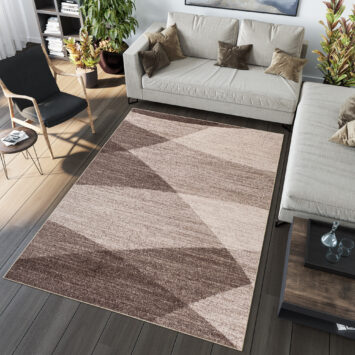 Tapis Sari Marron Beige Géométrique