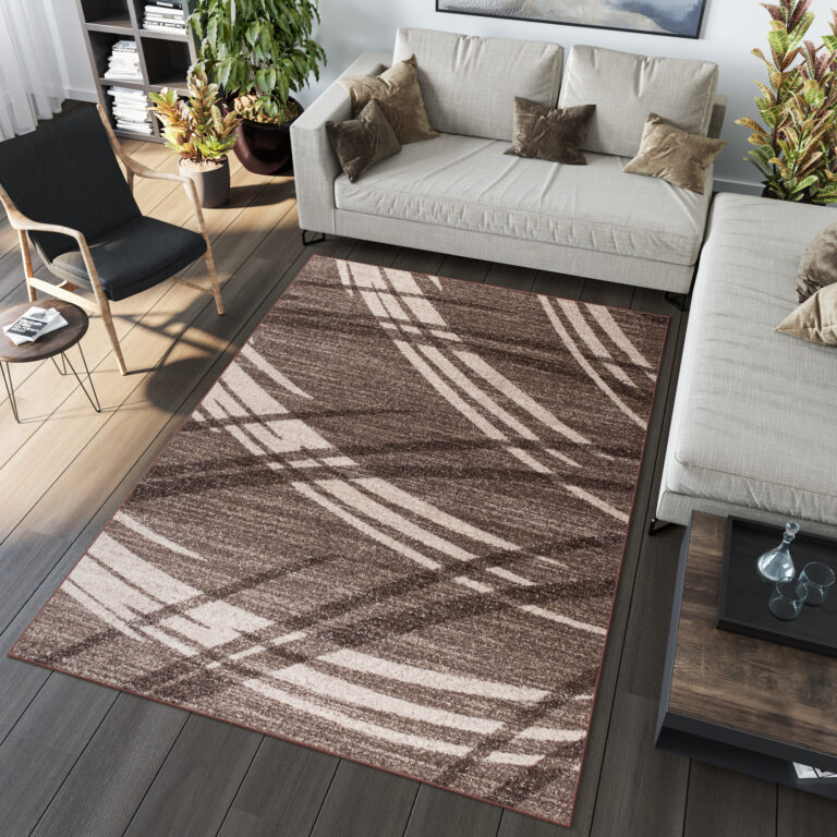 Tapis Sari Marron Clair Rayé
