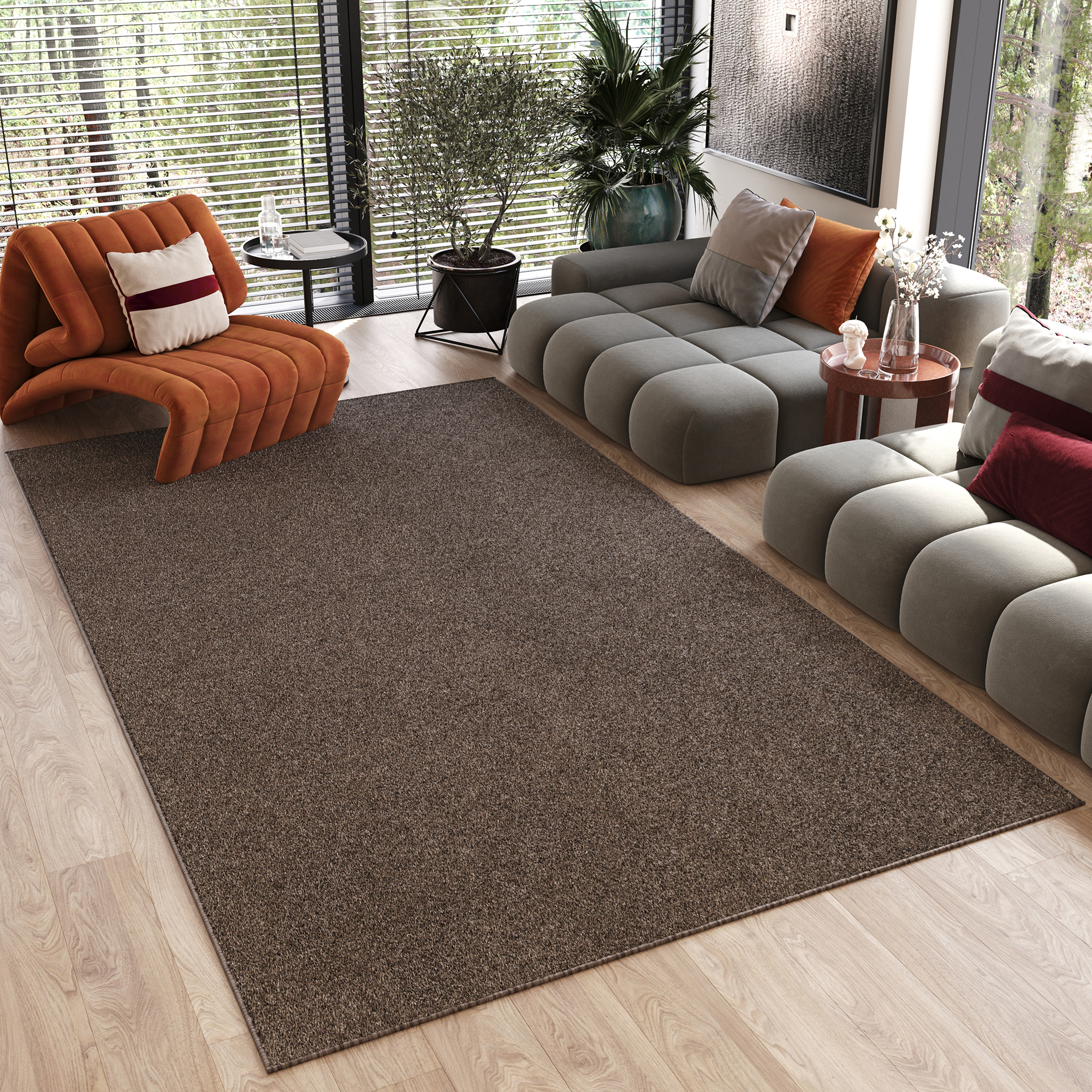 Tapis Noyan Marron Moderne Antidérapant