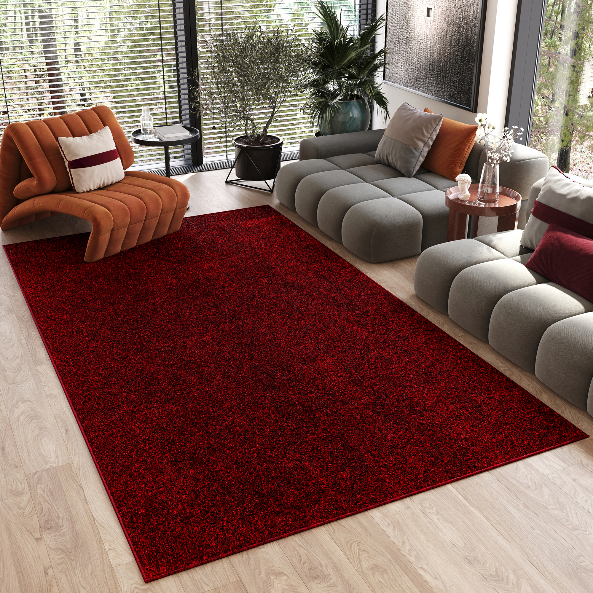 Tapis Noyan Rouge Moderne Antidérapant