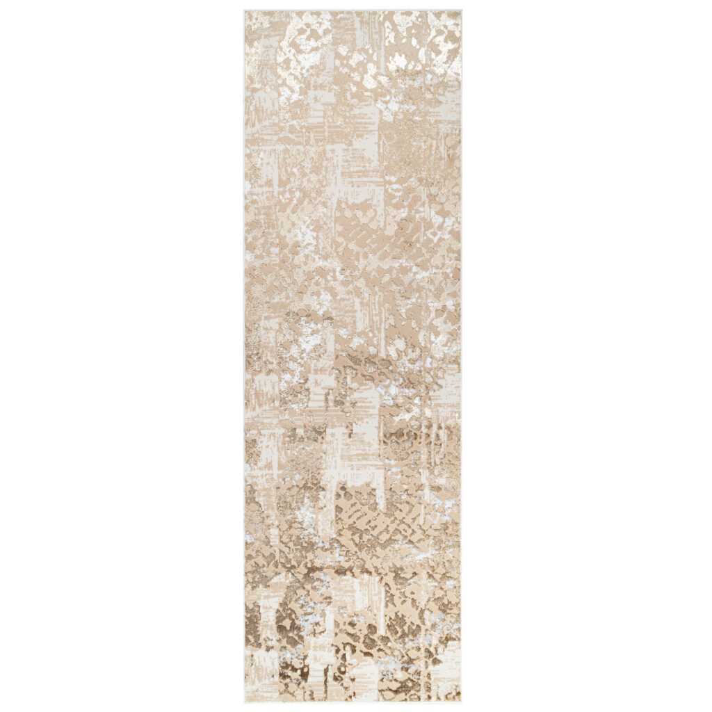 Tapis de Couloir Crystal Marron Or Abstrait