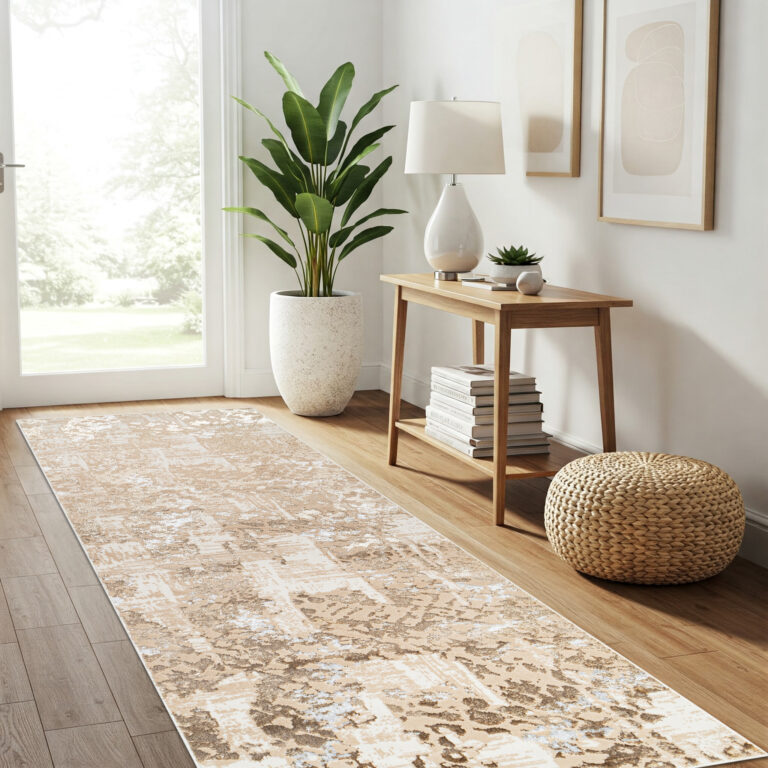 Tapis de Couloir Crystal Marron Or Abstrait