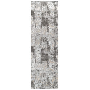 Tapis de Couloir Crystal Gris Foncé Beige Abstrait