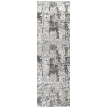 Tapis de Couloir Crystal Gris Foncé Beige Abstrait