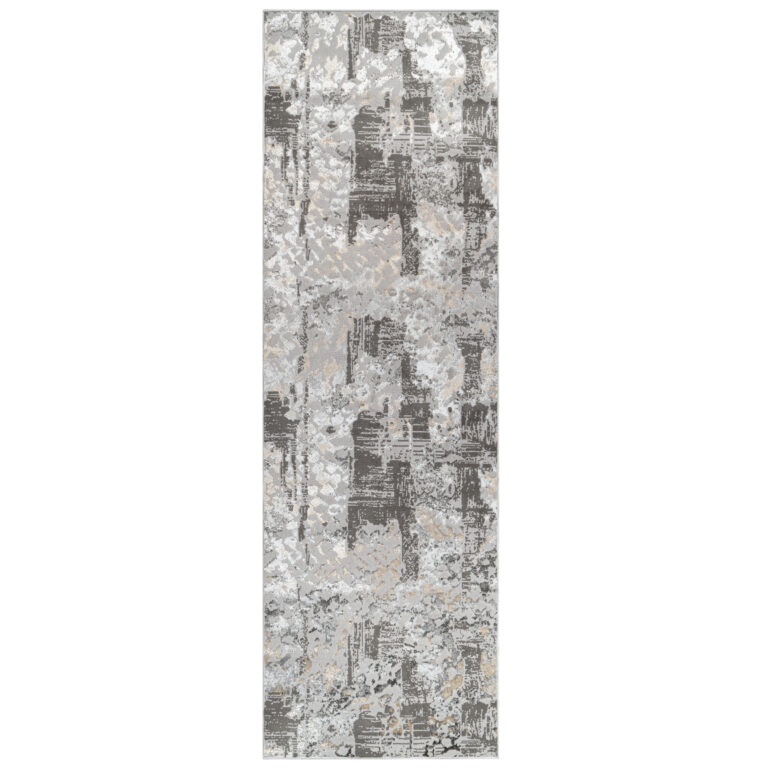 Tapis de Couloir Crystal Gris Foncé Beige Abstrait