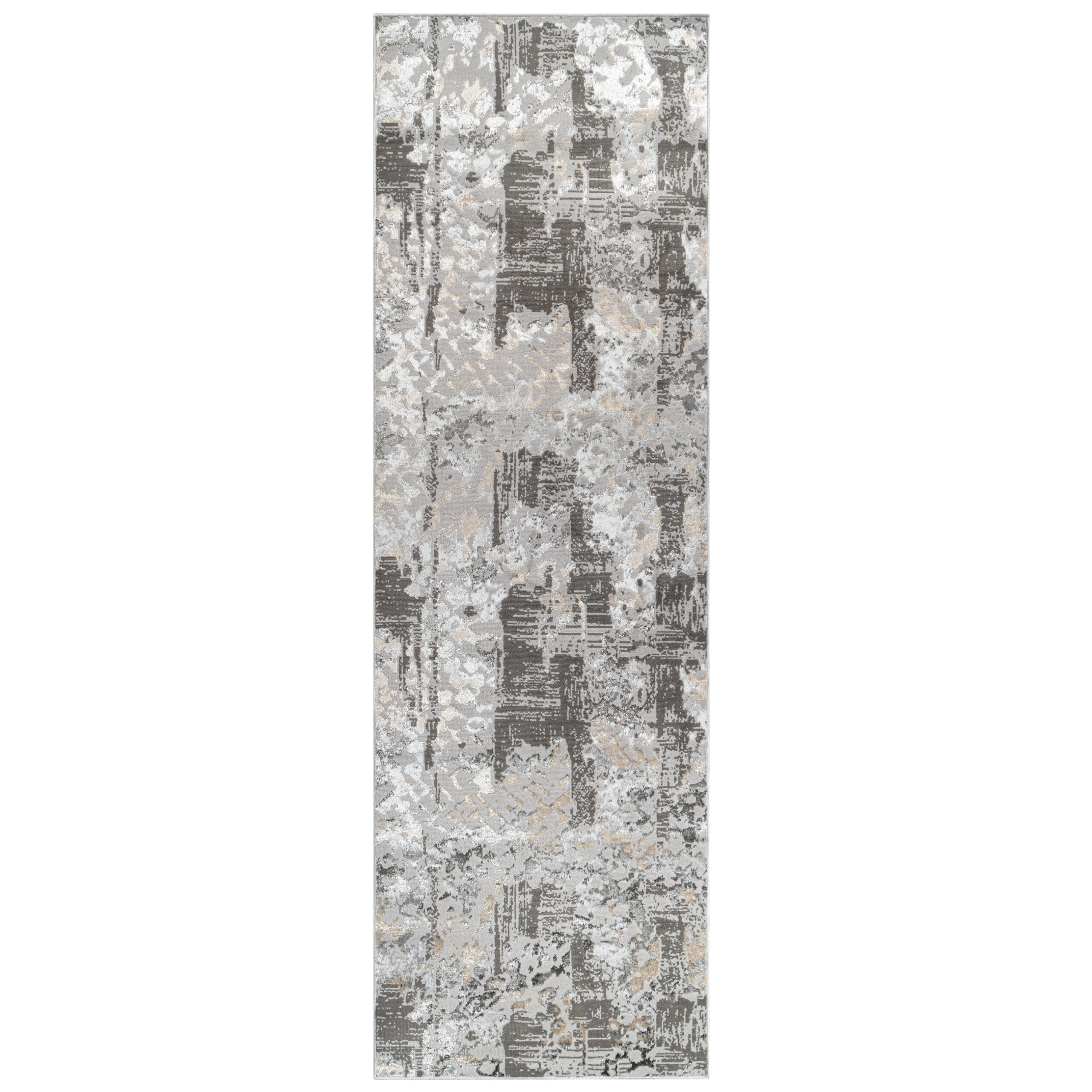 Tapis de Couloir Crystal Gris Foncé Beige Abstrait