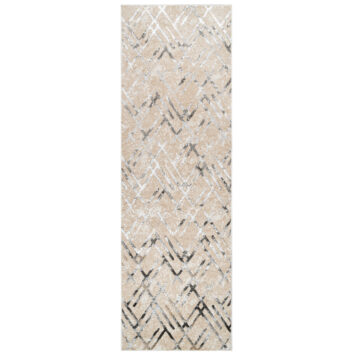 Tapis de Couloir Crystal Beige Gris Zigzag