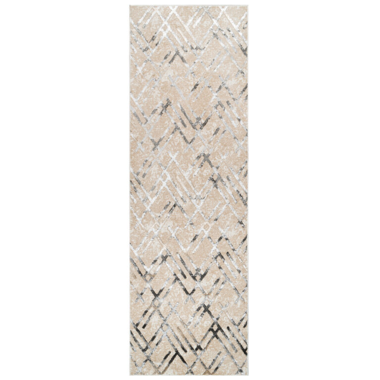 Tapis de Couloir Crystal Beige Gris Zigzag