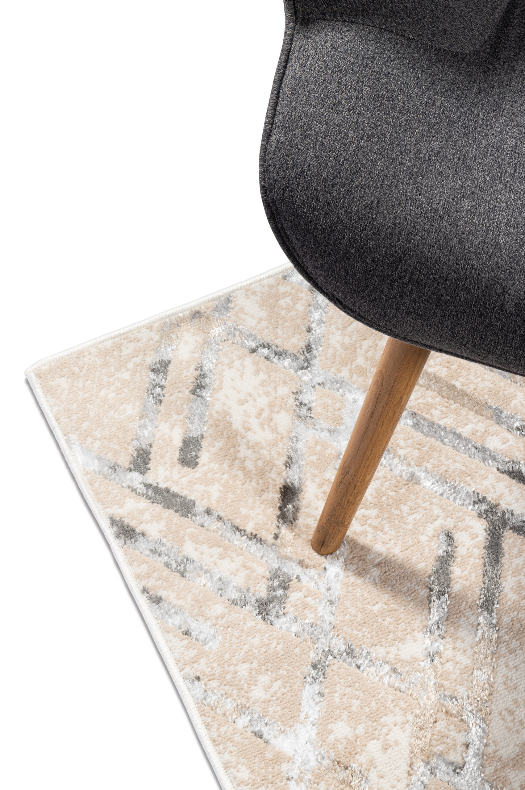 Tapis de Couloir Crystal Beige Gris Zigzag