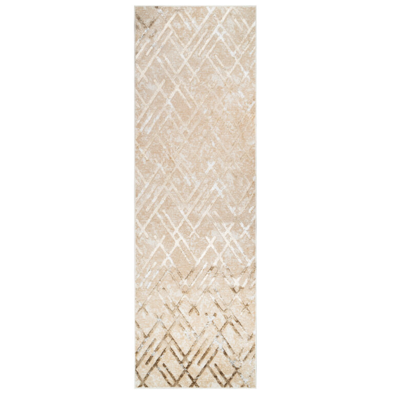 Tapis de Couloir Crystal Beige Or Zigzag