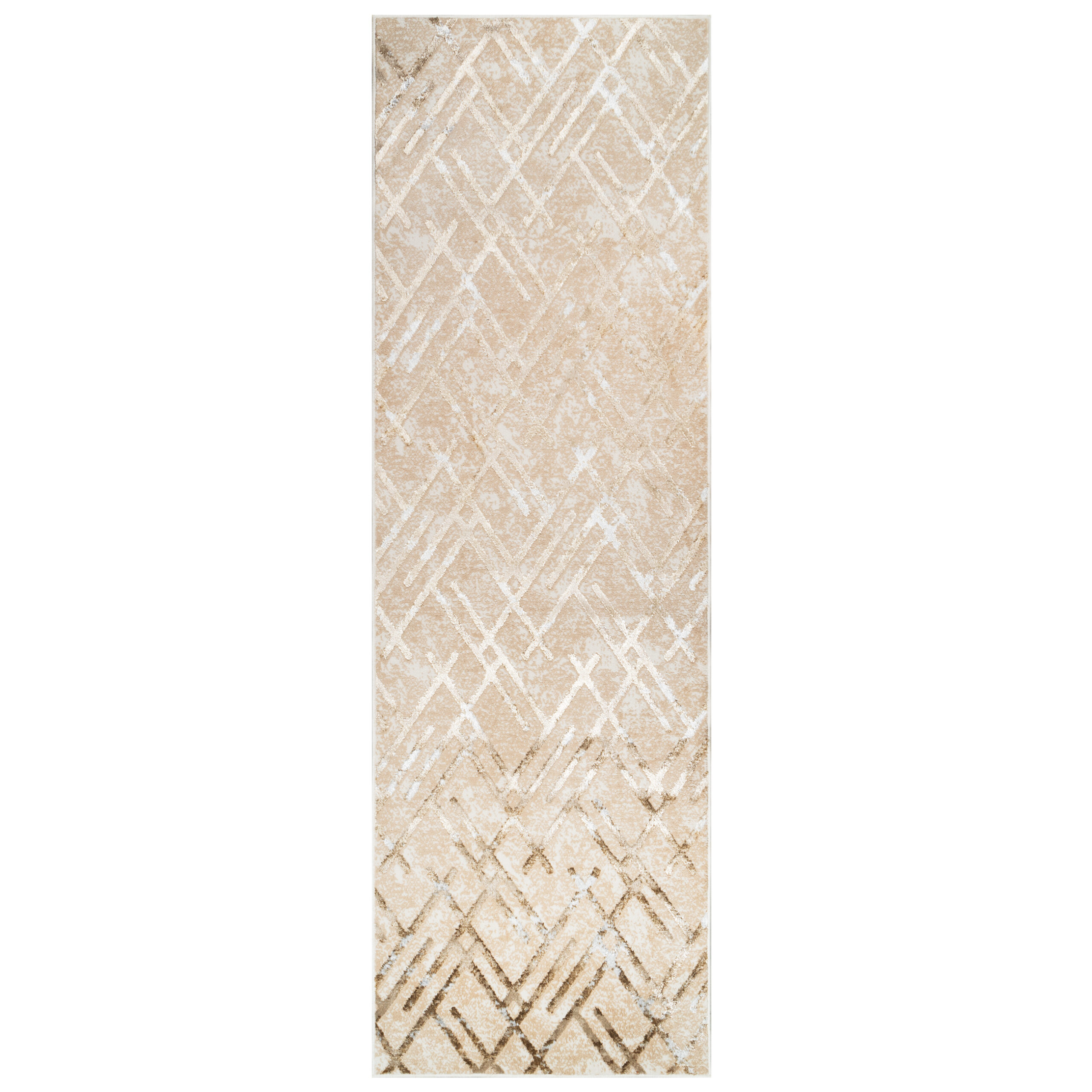 Tapis de Couloir Crystal Beige Or Zigzag