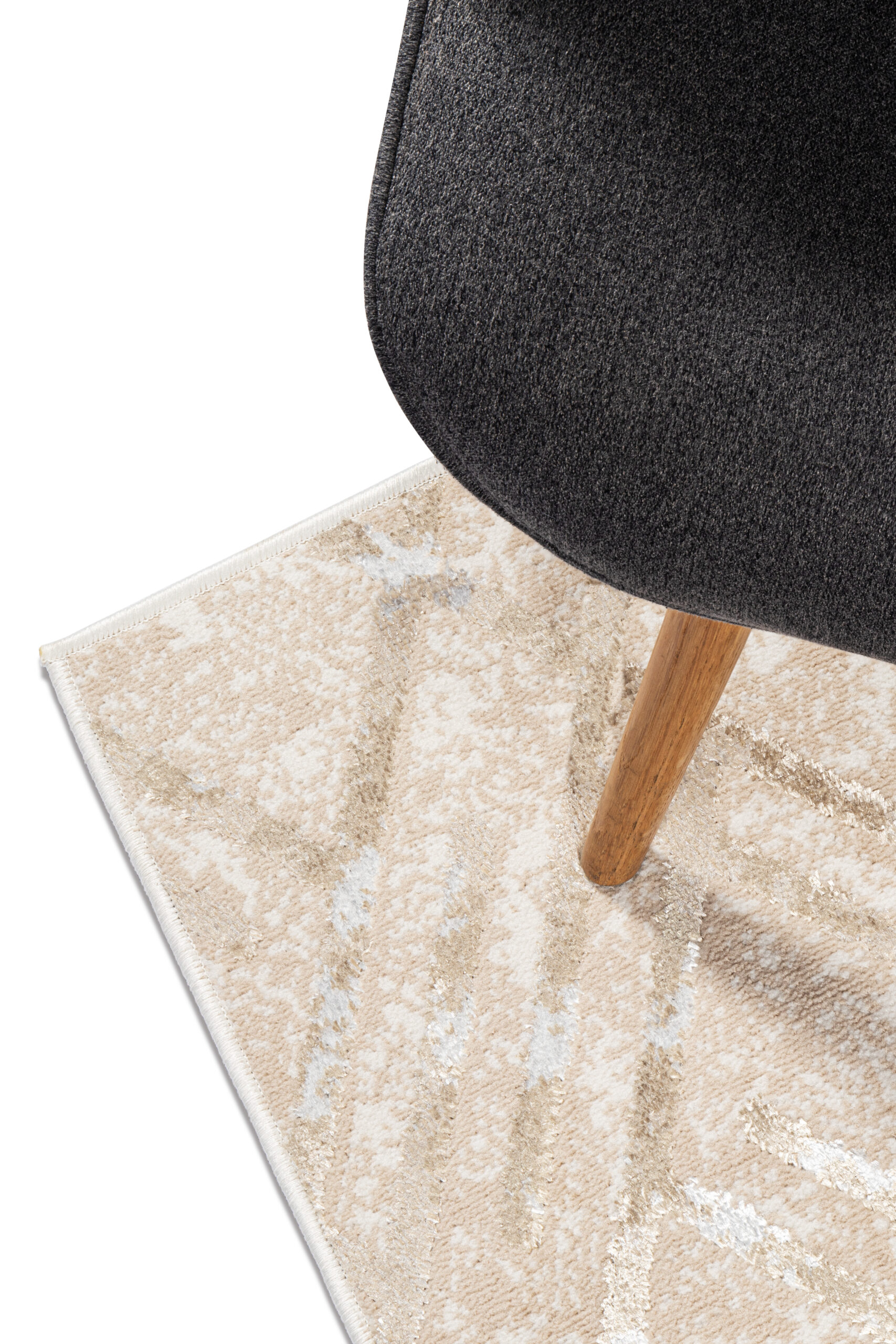 Tapis de Couloir Crystal Beige Or Zigzag