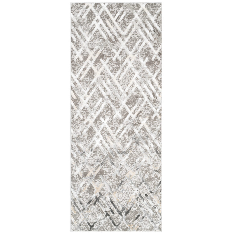 Tapis de Couloir Crystal Gris Beige Zigzag