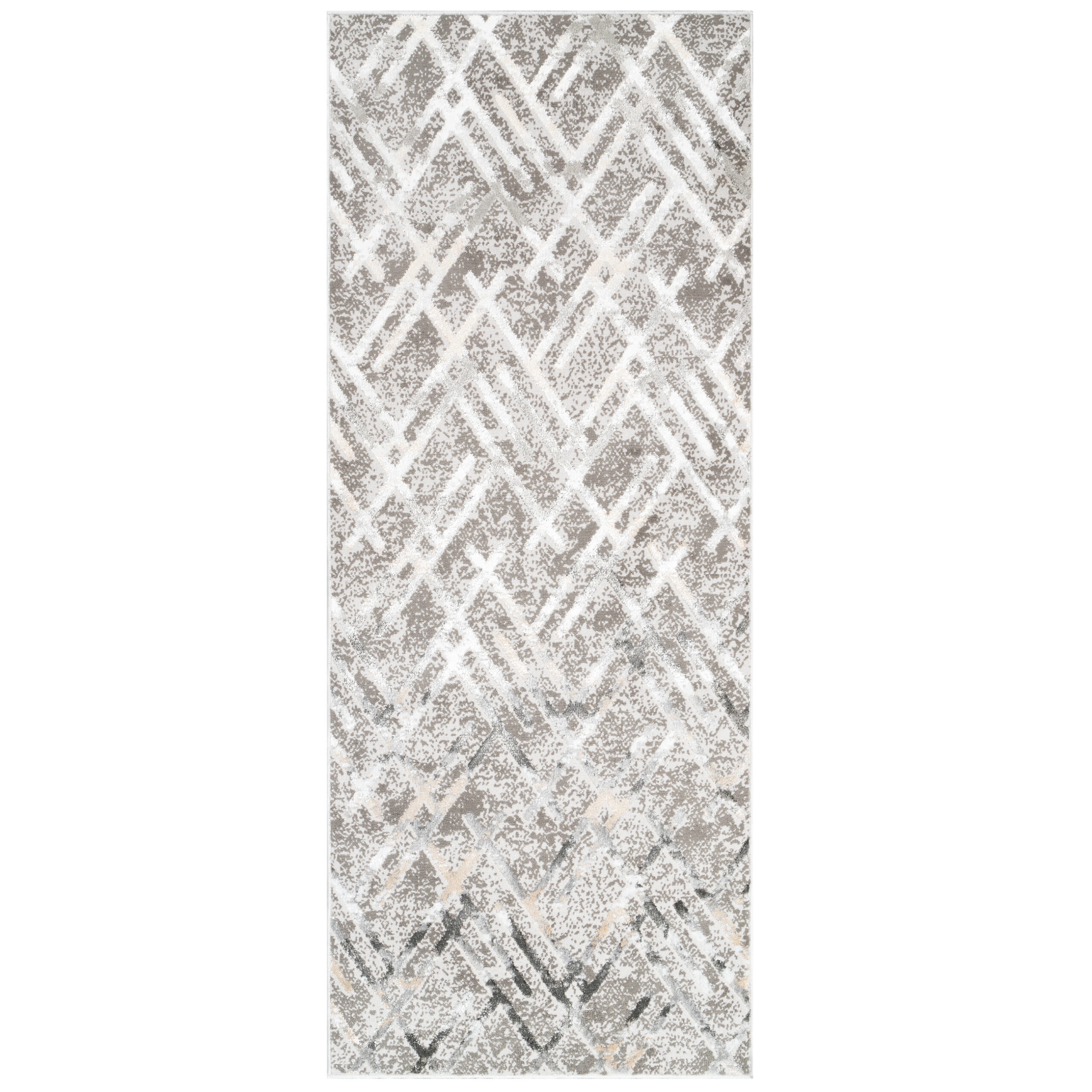 Tapis de Couloir Crystal Gris Beige Zigzag