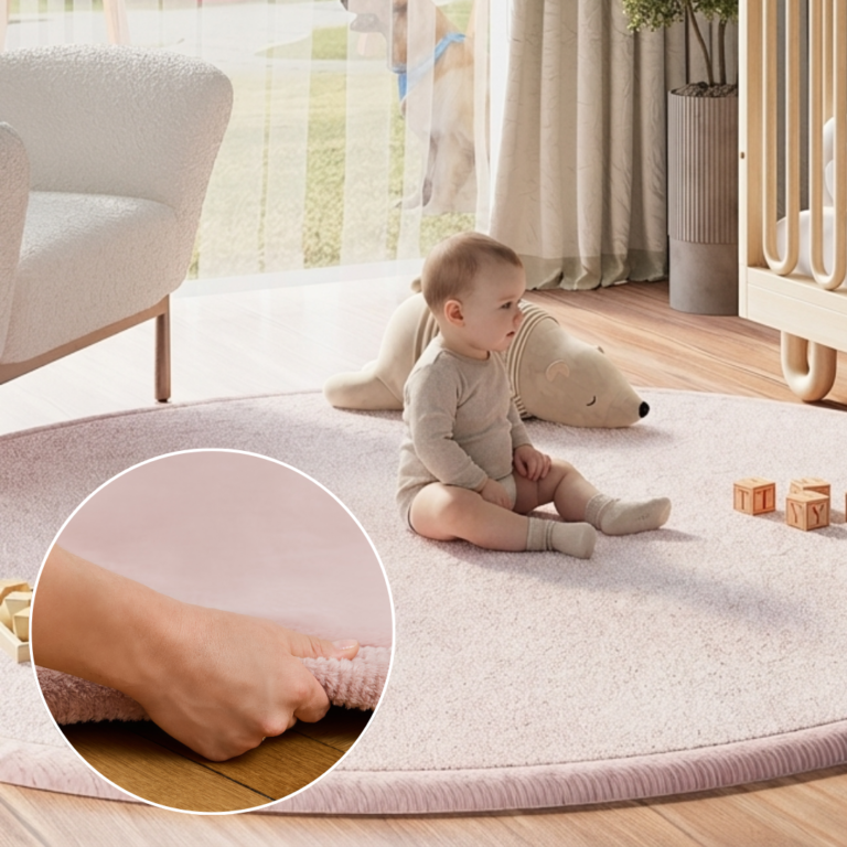 Tapis Enfant Fluffin Rond Rose