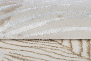 Tapis Crystal Rond Or Marron Crème Feuilles