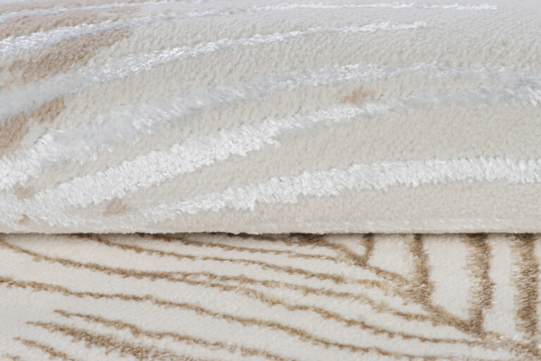 Tapis Crystal Rond Or Marron Crème Feuilles