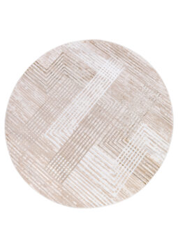 Tapis Crystal Rond Beige Marron Crème Rayé