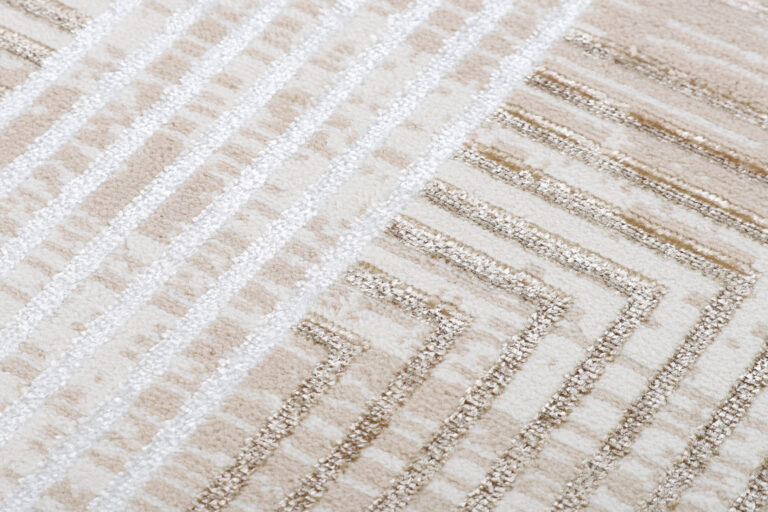 Tapis Crystal Rond Beige Marron Crème Rayé