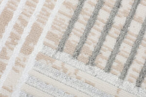 Tapis Crystal Rond Marron Beige Crème Rayé