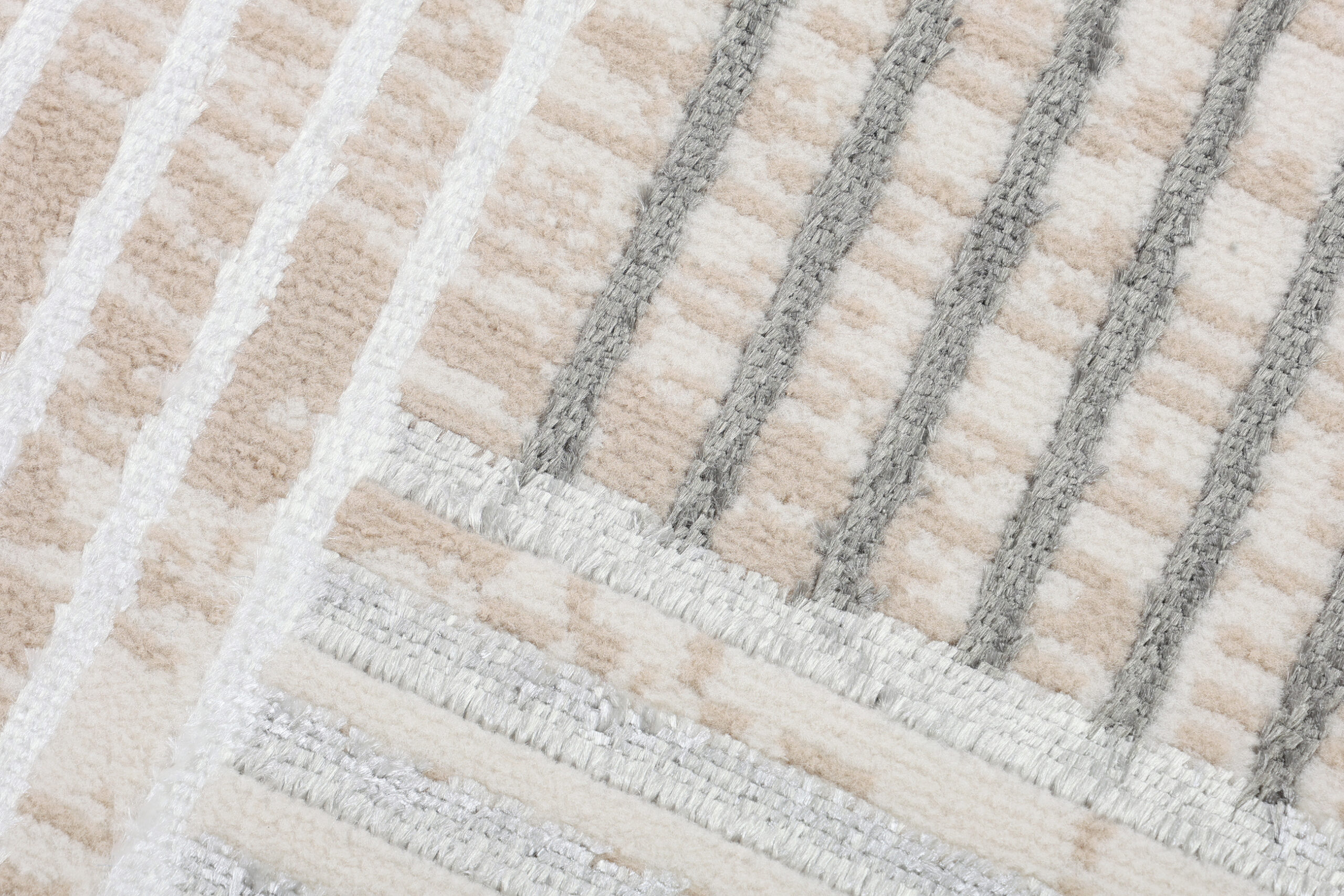 Tapis Crystal Rond Marron Beige Crème Rayé