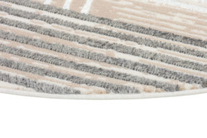Tapis Crystal Rond Marron Beige Crème Rayé