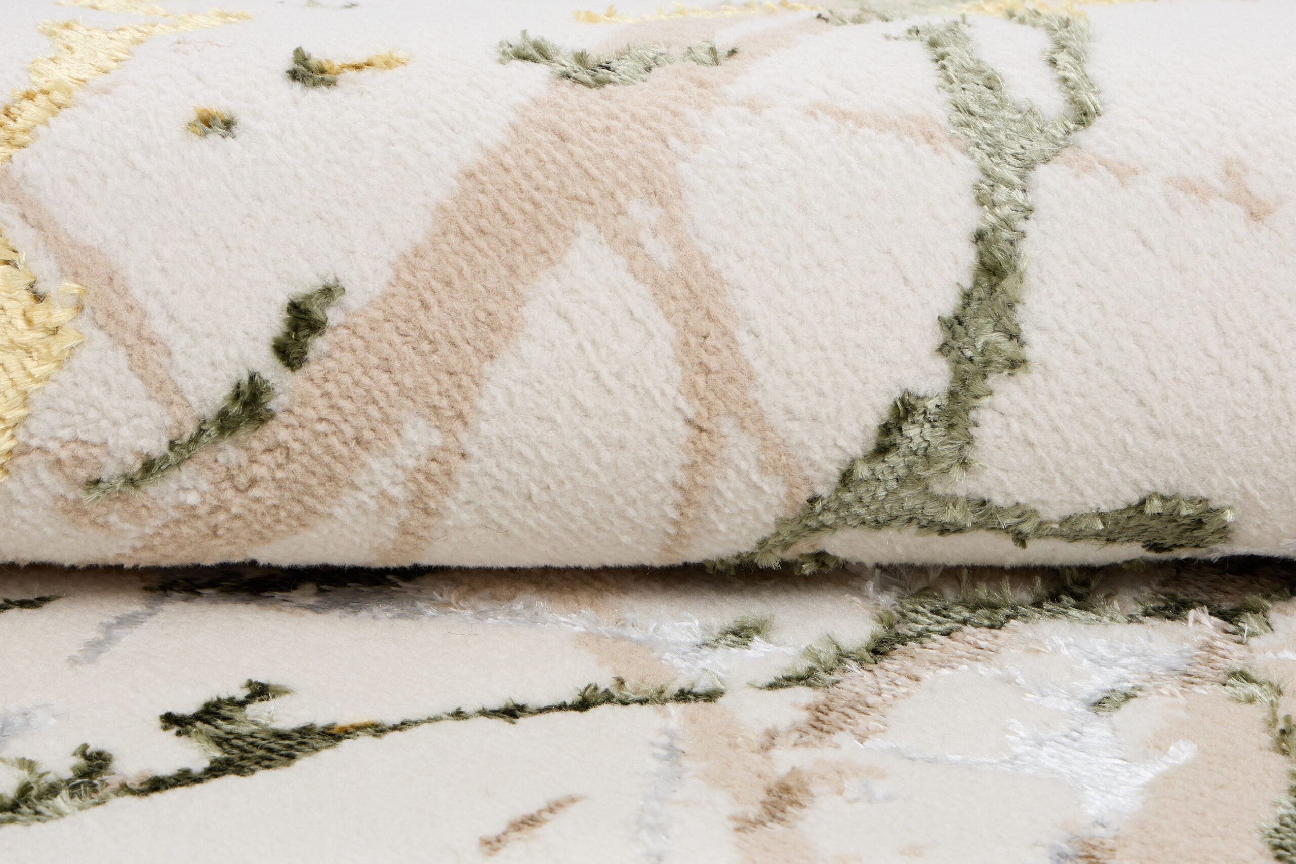 Tapis Crystal Rond Vert Crème Abstrait Marbre