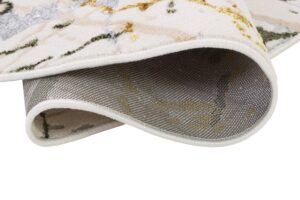 Tapis Crystal Rond Vert Crème Abstrait Marbre