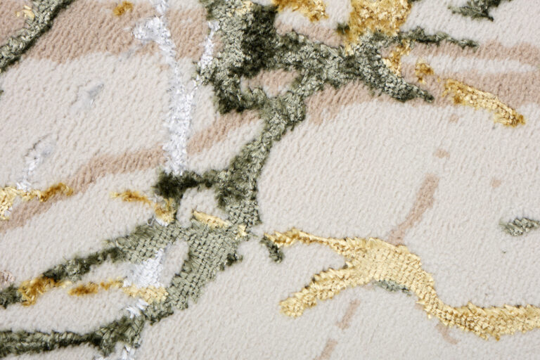 Tapis Crystal Rond Vert Crème Abstrait Marbre