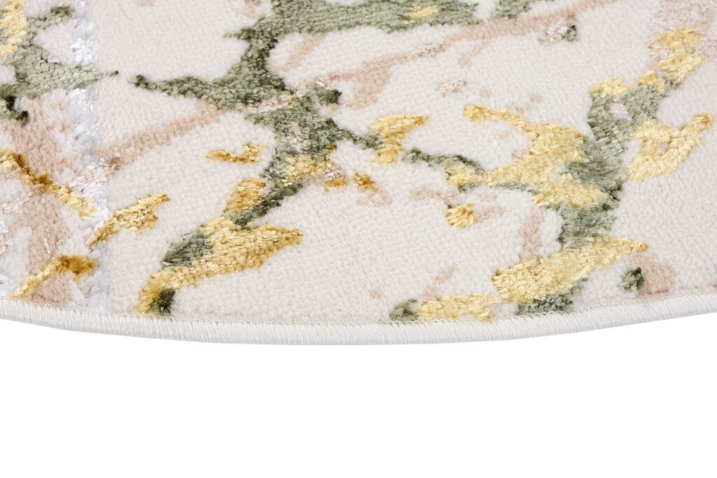 Tapis Crystal Rond Vert Crème Abstrait Marbre