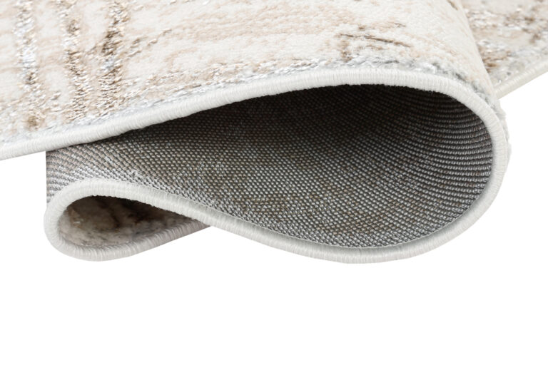 Tapis Crystal Rond Crème Marron Moucheté Lignes