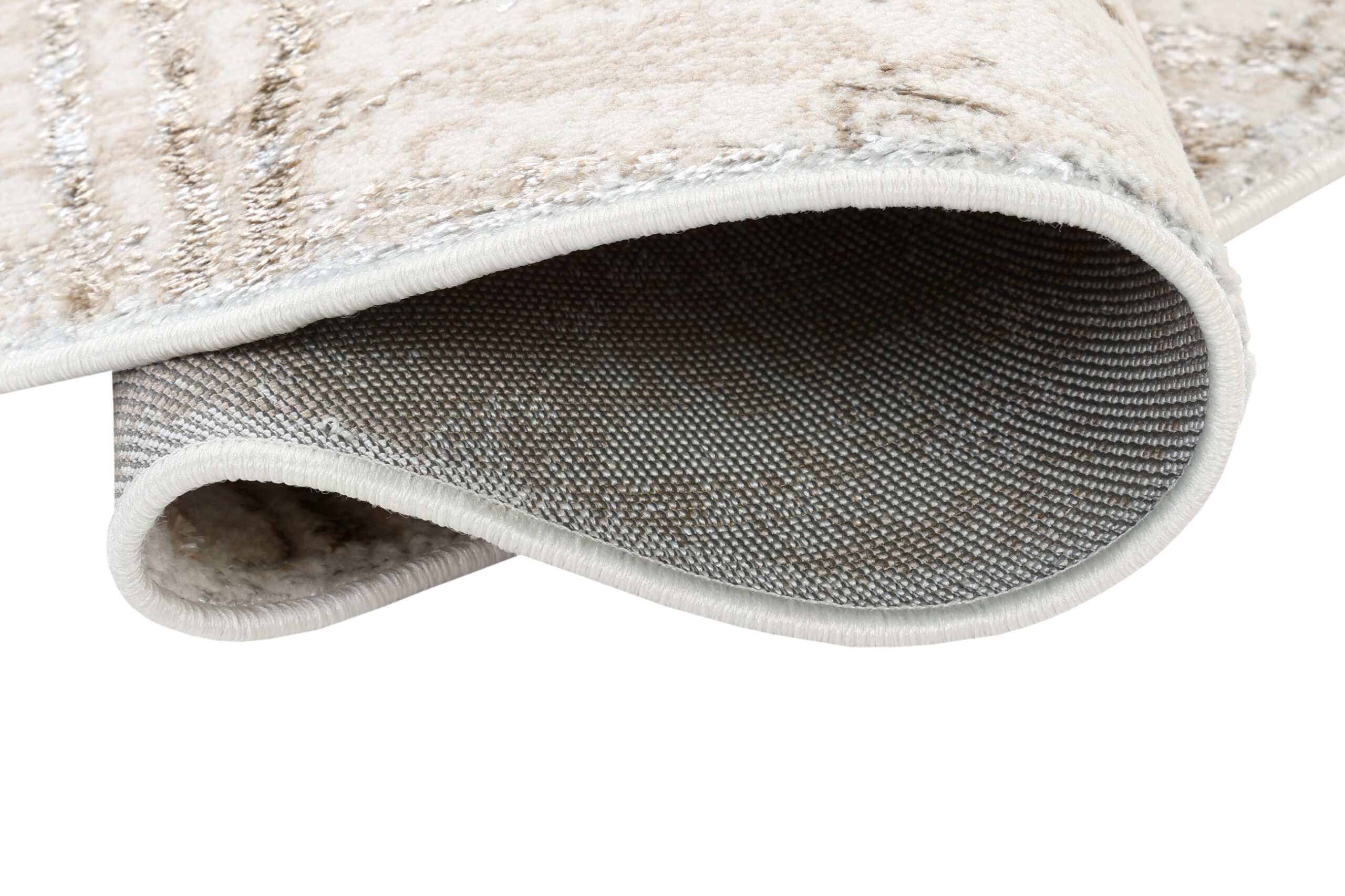 Tapis Crystal Rond Crème Marron Moucheté Lignes