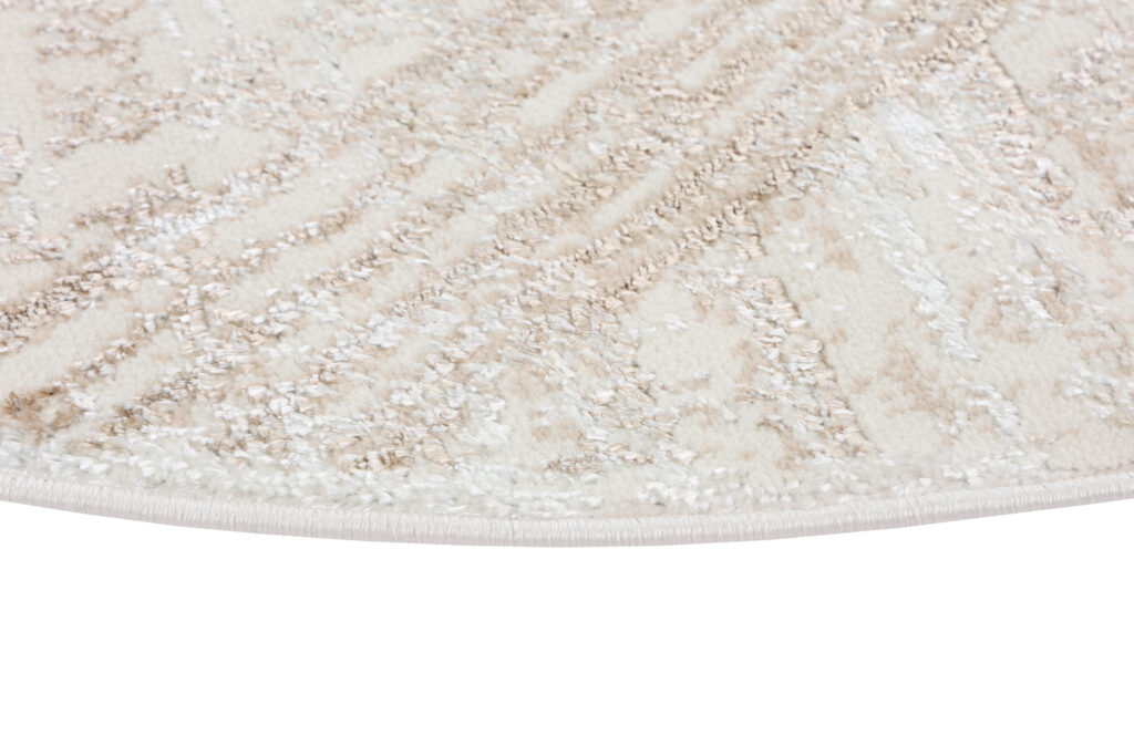 Tapis Crystal Rond Crème Marron Moucheté Lignes